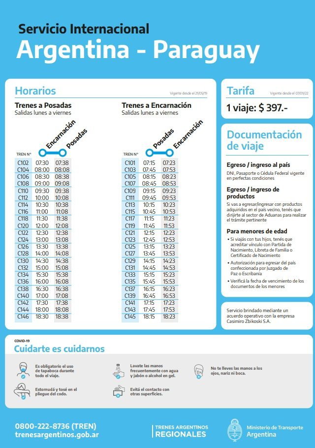 tren de pasajeros Posadas-Encarnación