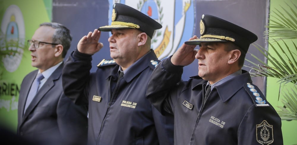 Miguel Ángel Leguizamón, nuevo jefe de la Policía de Corrientes, y Walter Aceval, subjefe.