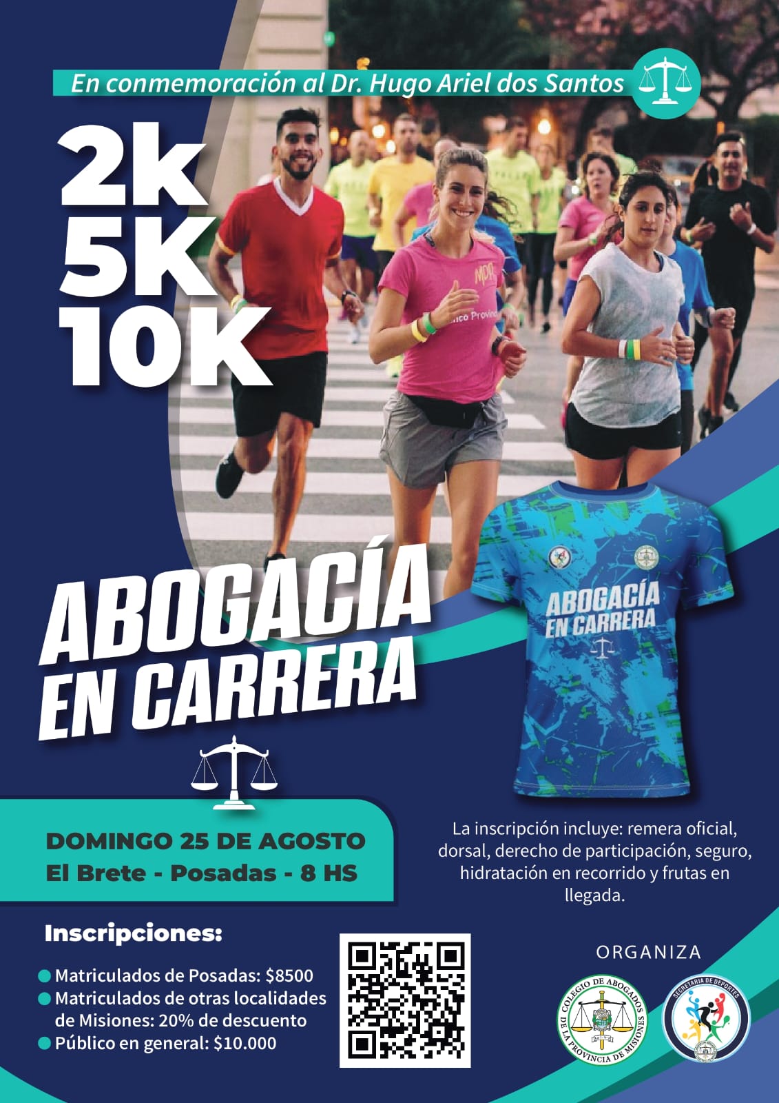 El domingo 25 de agosto, la costanera de Posadas será el escenario de “Abogacía en Carrera”, un evento deportivo para celebrar el mes del Abogado. Con carreras de 2K, 5K y 10K, el evento promueve la salud, la integración y ofrece oportunidades de publicidad para empresas locales.