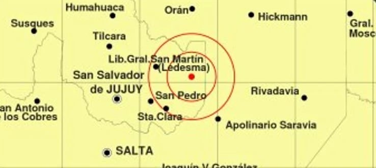 Epicentro del sismo registrado el mediodía de este lunes.